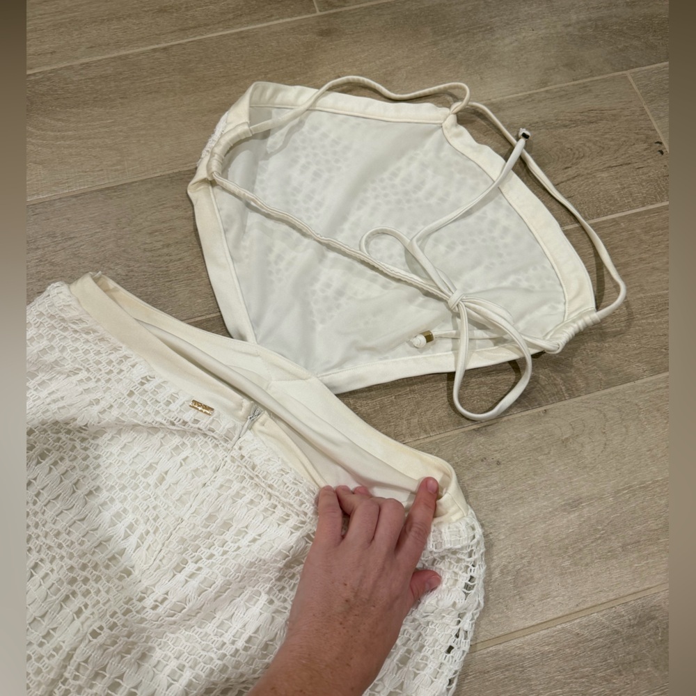 PATBO white ivory crochet halter beach cutout maxi dress - Size 10 - Picture 14 of 16